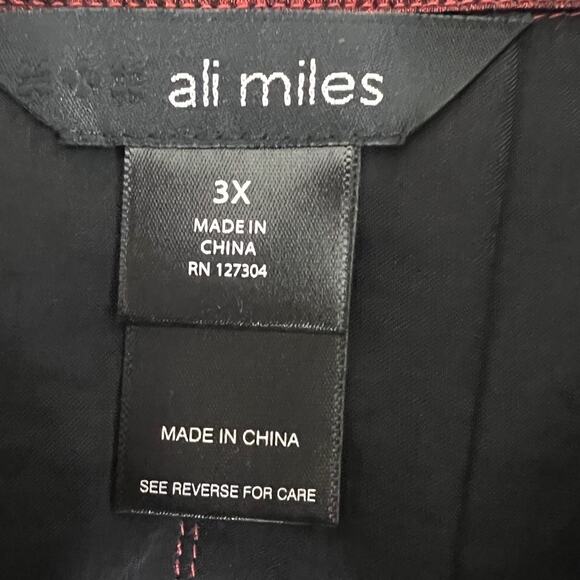 Ali Miles Tunic Top 3X Red Shiny Asymmetric Black Toggle Buttons Artsy Lagenlook - Picture 5 of 8